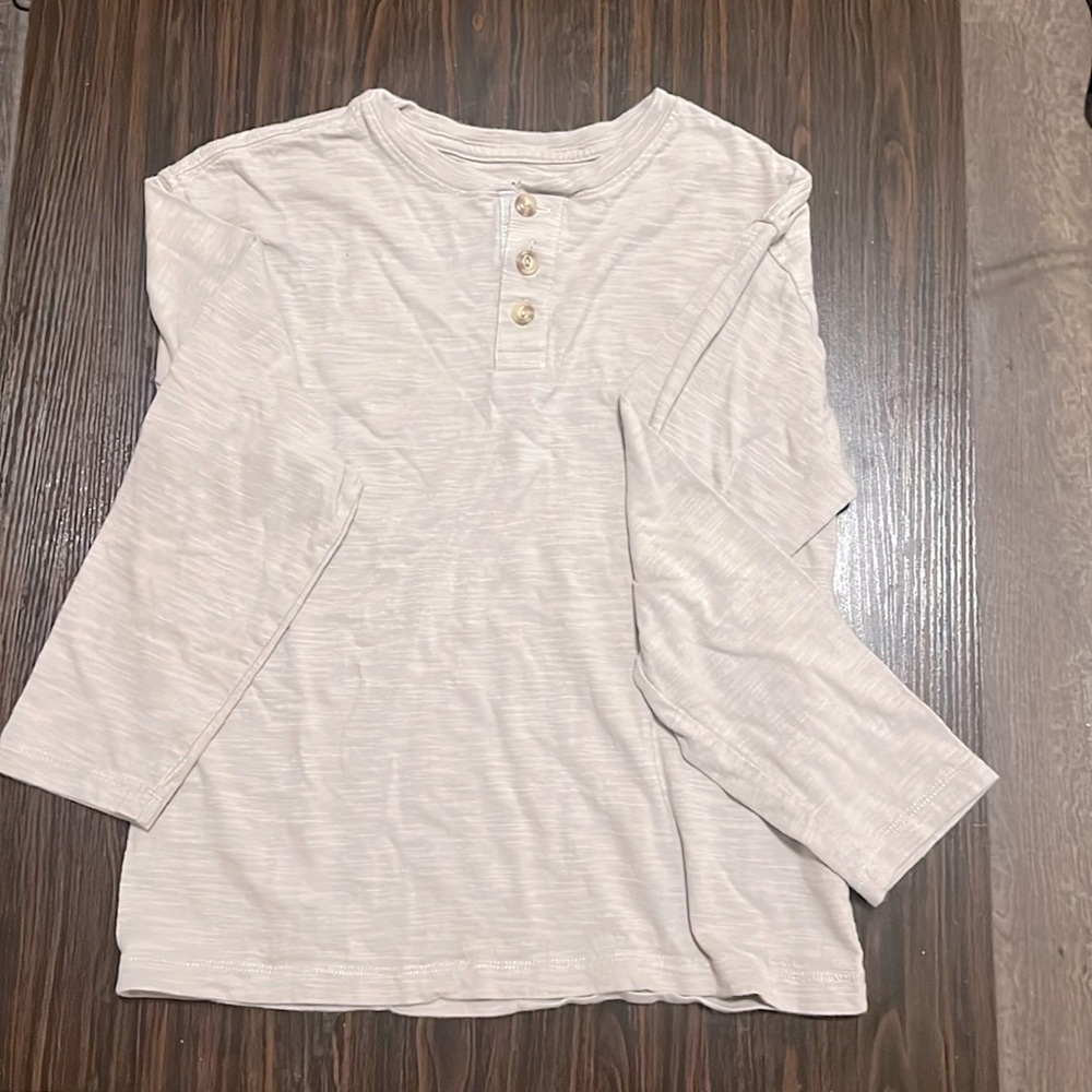 Boys Large (10-12) Oatmeal Long Sleeve Henley